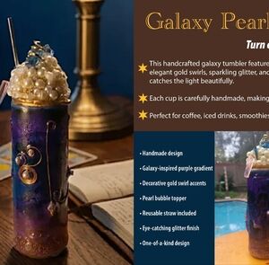Elegant Galaxy Tumbler with Pearl Topper